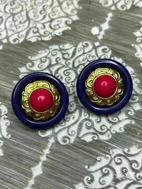 Vintage Large Button Earrings